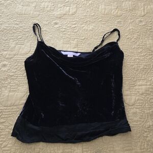 Vintage Victoria's Secret Top M Silk Cowl Camisole Tank Velvet Black Sleeveless